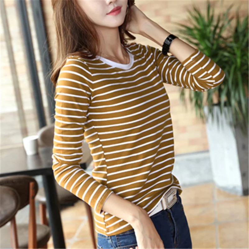 

Striped T shirt Women's Shirts 2018 Autumn O Neck basics Long Sleeve Female Tshirt Cotton Slim Casual Tees Tops Lady S-3XL ##