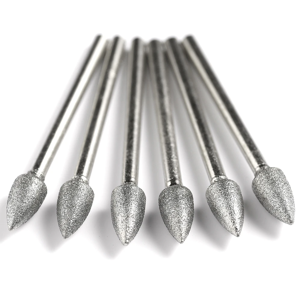 

3mm fine grained bits bullet type 4/5/6/8/10/12mm Diamond abrasive bits peeling head grinding trimming polishing bits