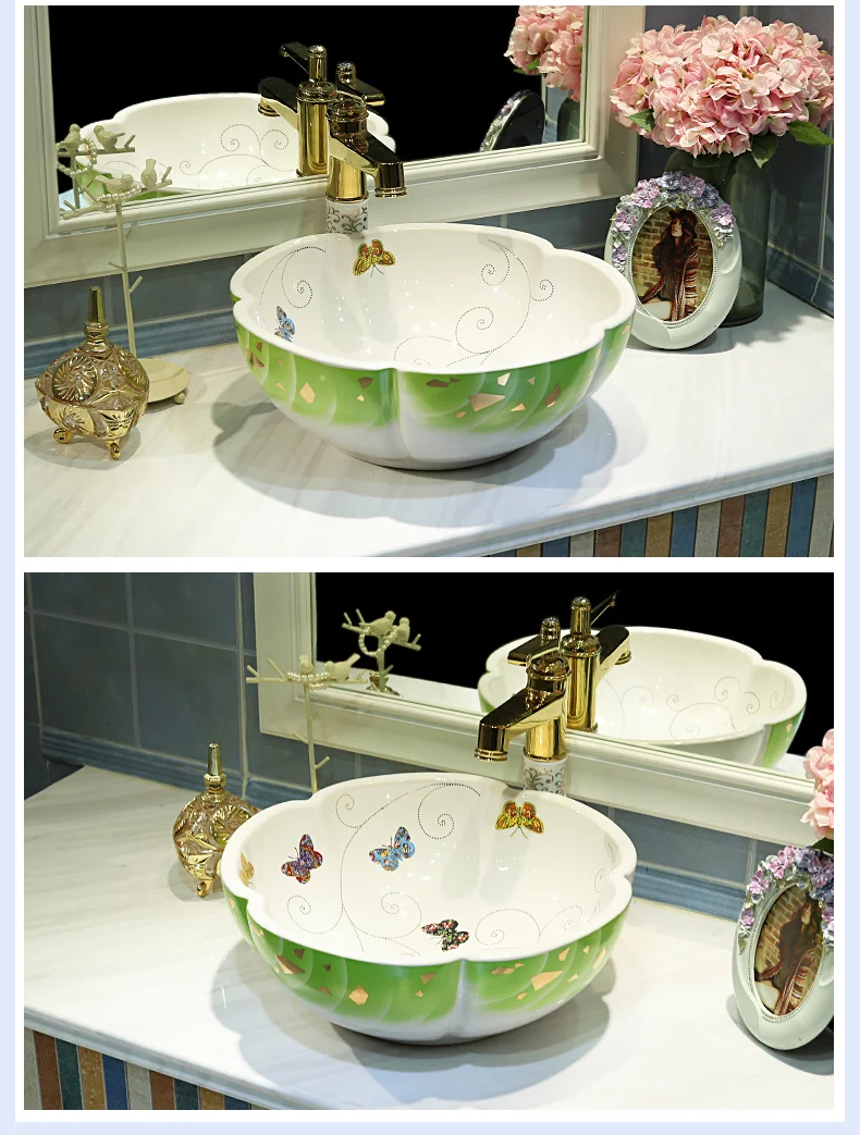 Jingdezhen ceramic sanitary ware art counter basin wash basin basin colorful lavabo sinks Bathroom sinks round wash basin (4)