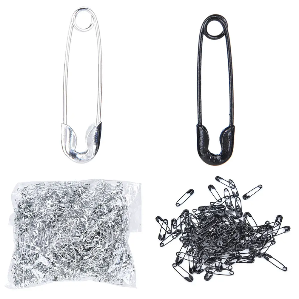 

1000Pcs Black silver Small Safety Pins DIY Mini Buckle Pin Clothes Stainless Steel Tool Needles Accessories for Needlework19mm