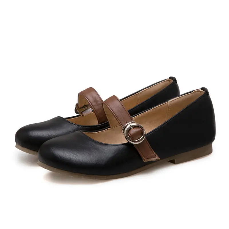 

B2-9 Size 34-43 Female Soft Leather Patchwork Flats Shoes Girls Buckle Strap Shoes Woman Concise Shoes Women Flat Heels Shoe