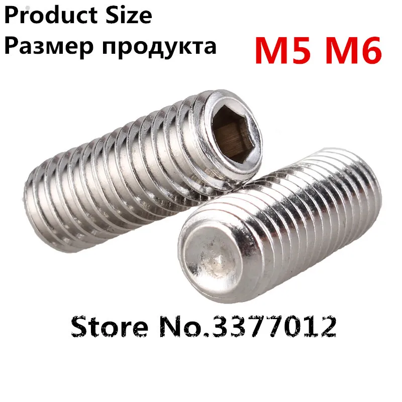 

10pcs/lot 304 Stainless Steel Hexagon Headless Screws SZ104-3 M5 M6 Set screws Hexagon socket