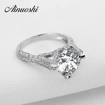 

Luxury Real 925 Sterling Silver Wedding Ring Elegant 3.5 Carat Crown Engagement Anillos Women Wedding Anniversary Ring Size 4-10