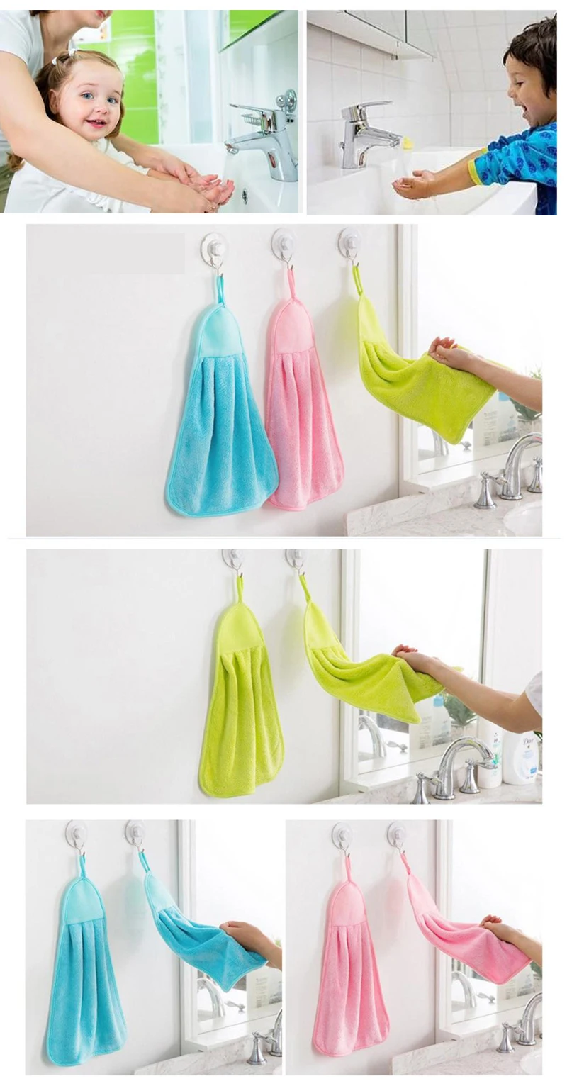 Домашнее полотенце для рук, для работы по дому, одноцветное, супервпитывающее, быстросохнущее, коралловый бархат, для кухонной ванны, для протирания рук