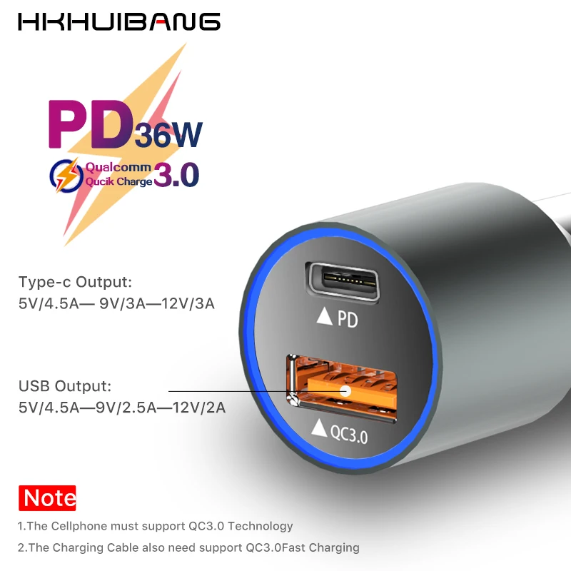 60 W سريعة تهمة 3.0 USB PD سيارة شاحن آيفون سامسونج هواوي USB نوع-C سريع شاحن الهاتف المحمول سريعة QC 3.0 سيارة-شاحن