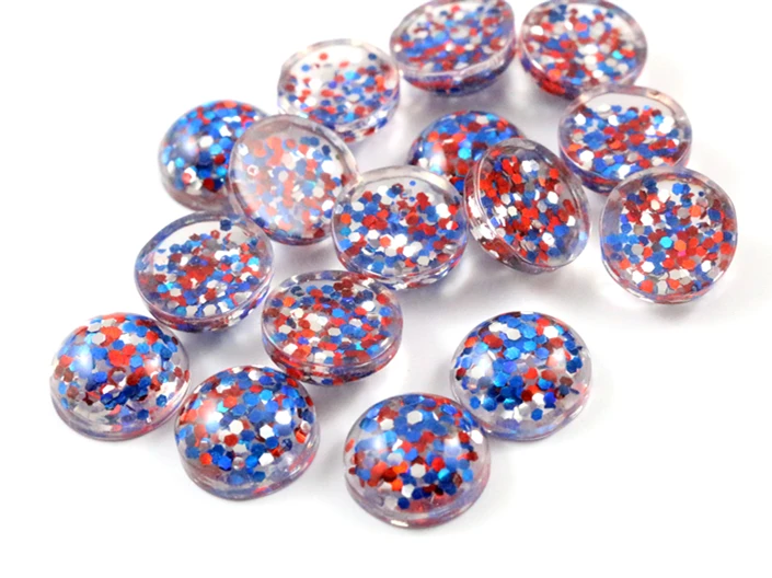 

40pcs 12mm New Fashion blue and Red and Silver Mix color Flat Back Resin Cabochons Cameo G3-33