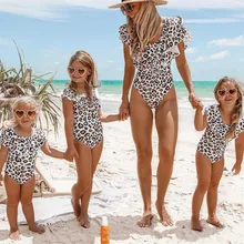 Roupa de banho combinando mãe e filha, mãe filha leopardo família oufits unicórnio