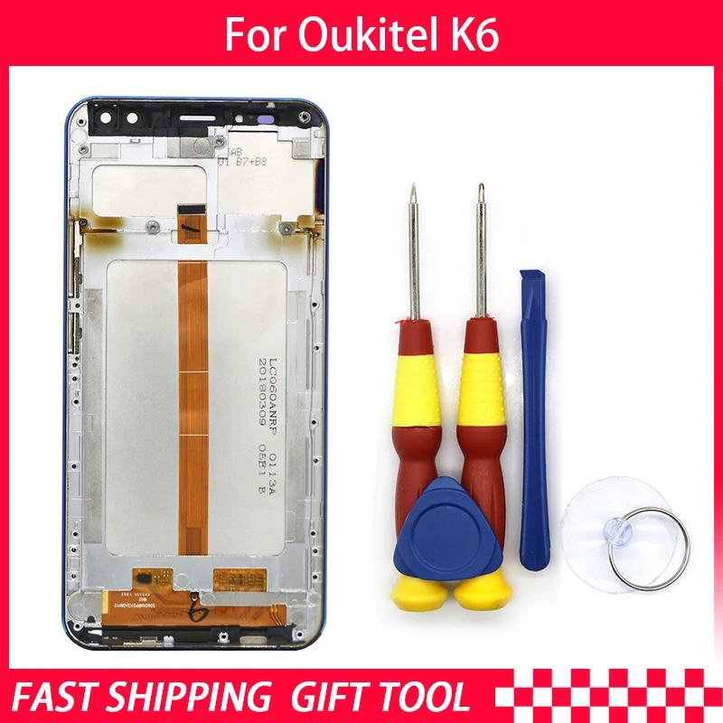 Новый Оригинальный сенсорный ЖК дисплей для Oukitel K6 дигитайзер в сборе с рамкой