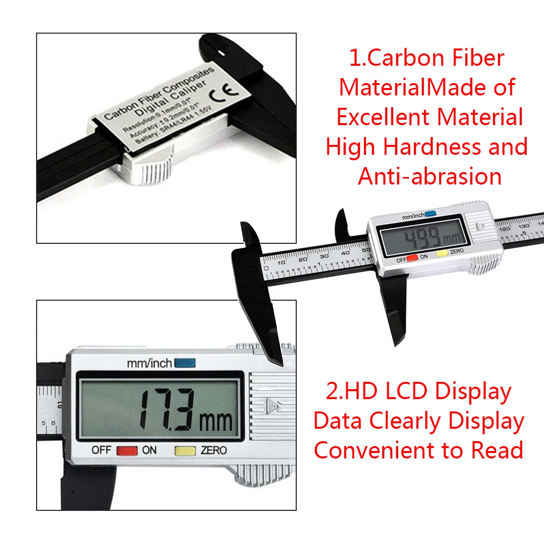 Измерительный Инструмент 0-150 мм 6 дюймов пластиковый ЖК цифровой Электронный штангенциркуль из углеродного волокна