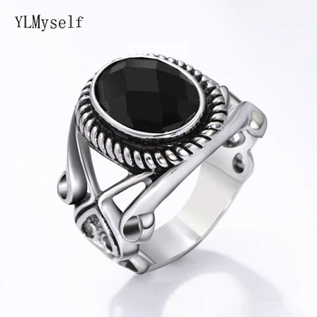 

Men stable quality 316l Stainless Steel Ring size 10/11/12 fast delivery Big Oval black stone Ring Male Titanium Ring for man