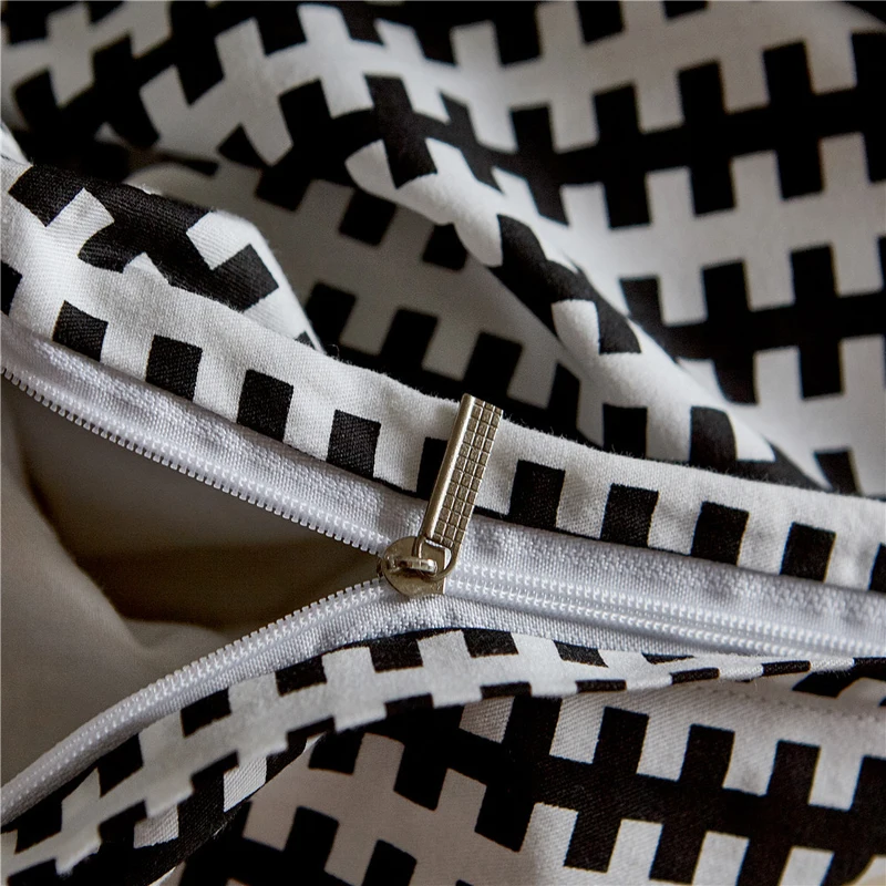 EHOMEBUY الحديثة الفراش مجموعات أسود أبيض غطاء لحاف سادات هندسية مخطط المنزل فندق غرفة نوم الفراش مجموعات جديد وصول