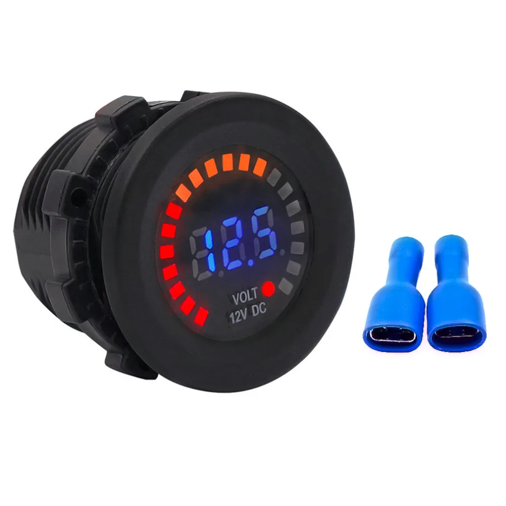 

New Waterproof DC12V RD Digital Voltmeter Three Wires Vehicles Motorcycles Cars Ships Voltage Panel Meter Display Color