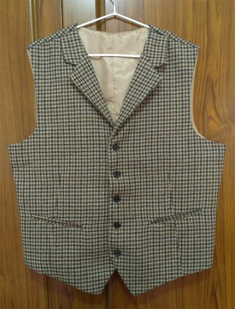 Buy Best Houndstooth Tuxedo Vest British Groom Vests Vintage Mens Suit