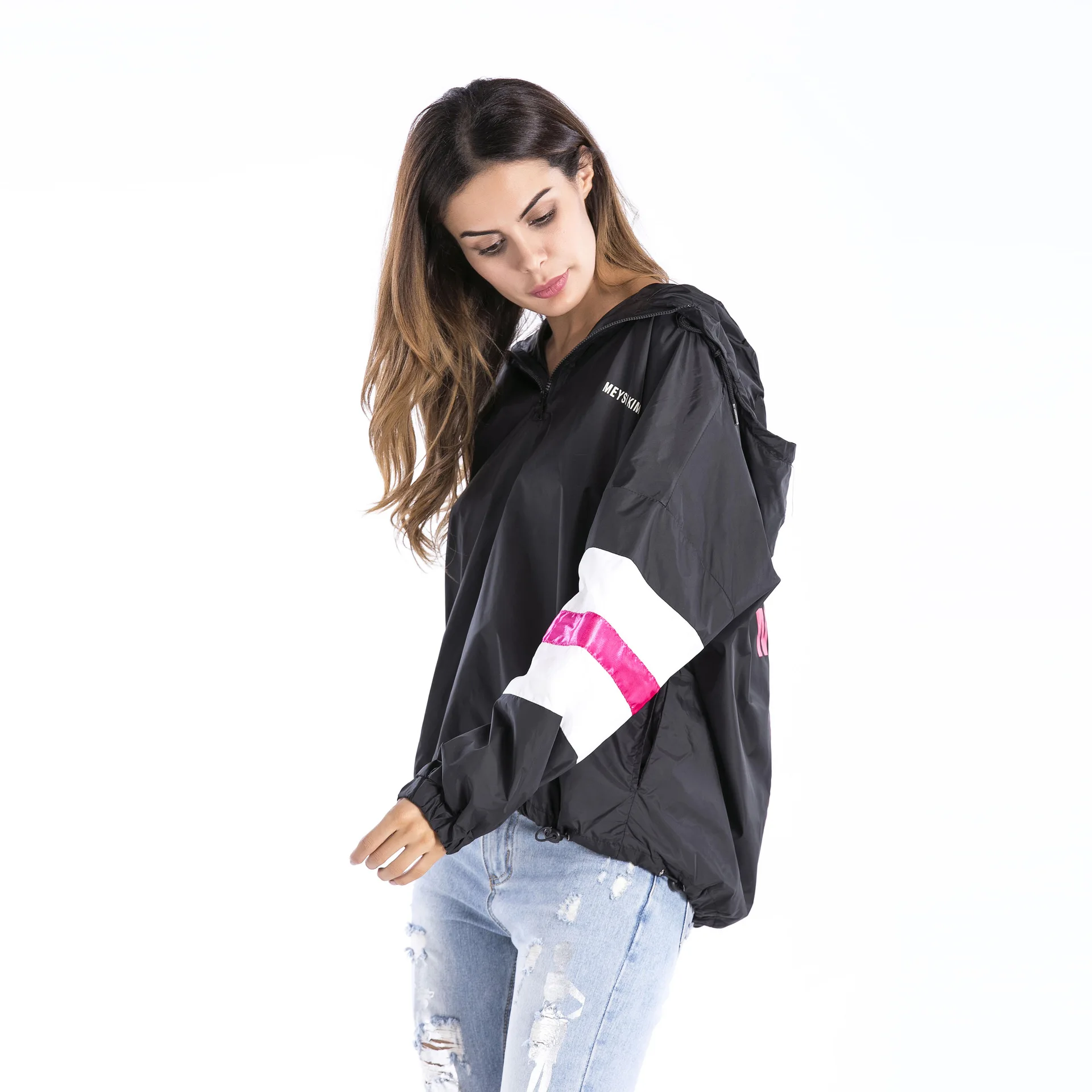 2018 Women's Bohemia jacket hooded letter hooded windbreaker Female Top Casual autumn and winter Sweatershirts Pullover sweater