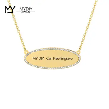 

Hip Hop Iced Out Personalized Engrave Any Language Bar Necklace 925 Silver Custom Name Necklace Fashion Jewlery