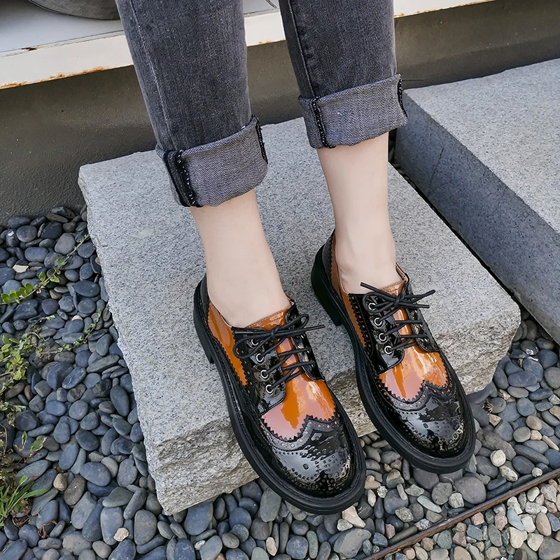 Г., модные женские туфли-оксфорды на плоской подошве Винтажная обувь в британском стиле Повседневная Осенняя женская обувь из мягкой натуральной кожи в стиле ретро