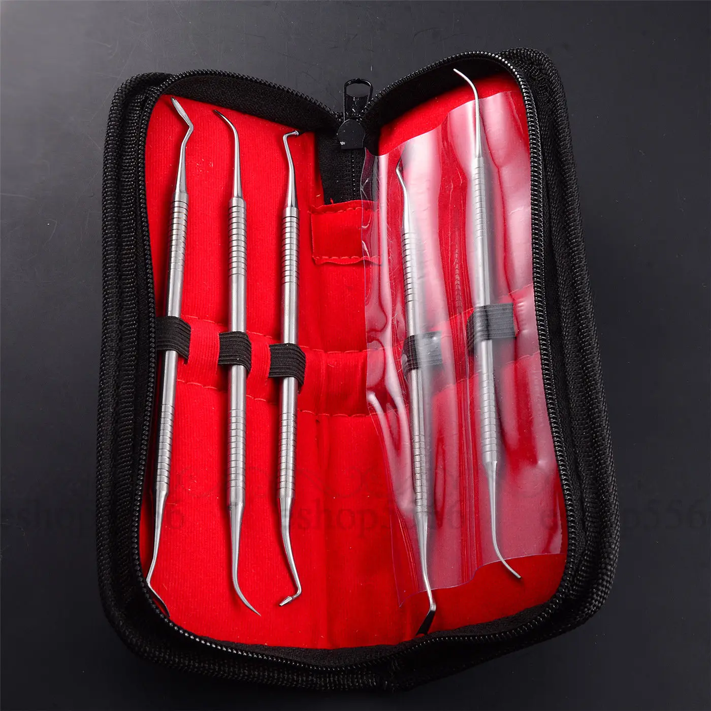 Stainless Steel 5PCS Dental Tooth Pick Pic Probe Set Kit Hygiene Tools
