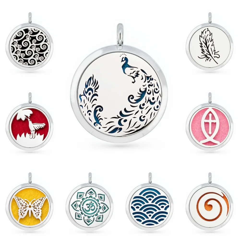 

more options with 10 pcs felt pads humming bird YL peacock 25mm/30mm magnetic diffuser perfume oil locket with free necklace