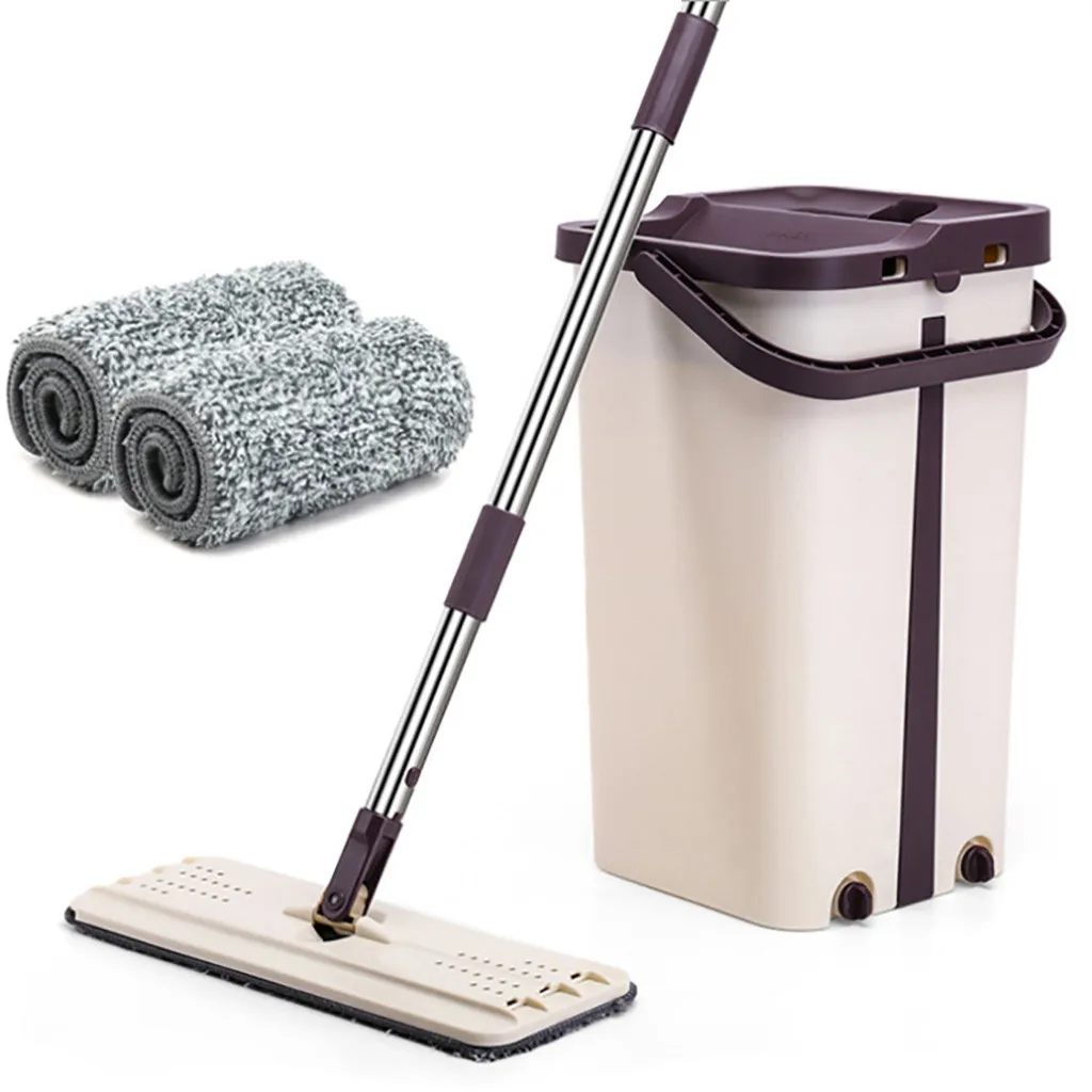 Flat Squeeze Magic Automatic Mop And Bucket Avoid Hand Washing Microfiber Cleaning Cloth Kitchen Wooden Floor Lazy Fellow Mop