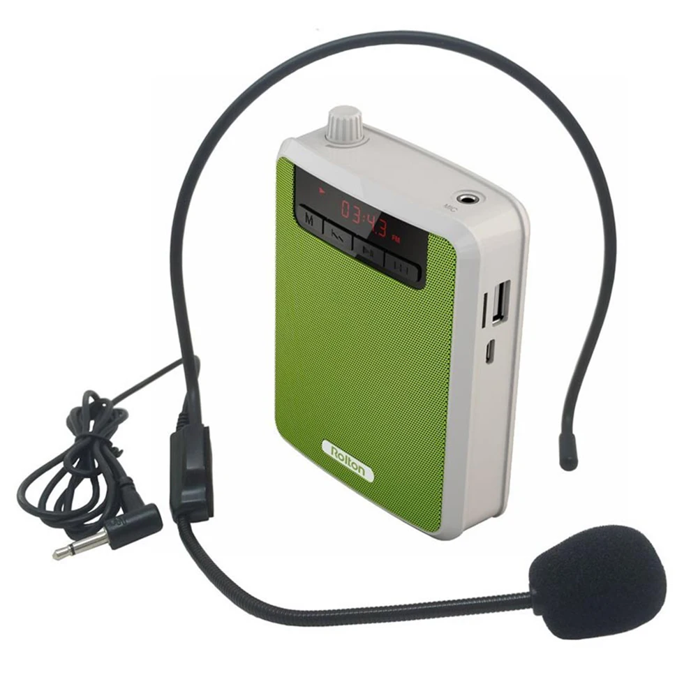 

Wireless Voice Amplifier Loudspeaker Teaching Microphone Waistband Clip with FM Radio MP3 Player Power Bank For Guides Teachers