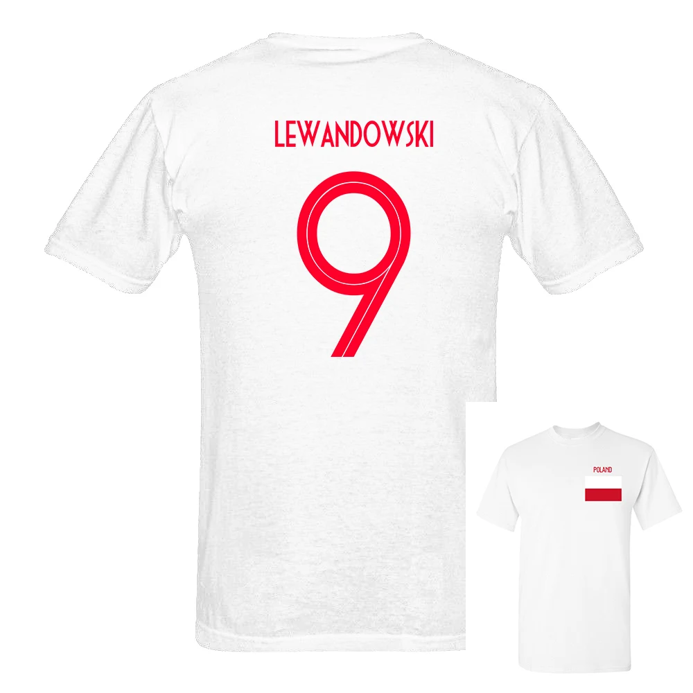 

2018 Newest Poland Lewandowski Number 9 Russia World Match Cup 10 Colors T Shirt Mens Fans Footballer Short Sleeve Tee Fashion