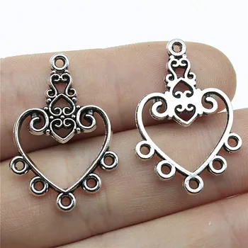

WYSIWYG 4pcs 30x21mm DIY Handmade For Jewelry Findings Heart Porous Earring Connector Heart Jewelry Accessories