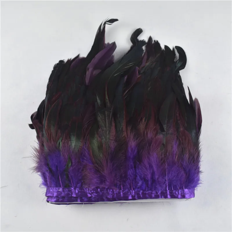 1 ярдов длинная Высококачественная фиолетовая отделка петуха перо бахрома окрашенная атласная лента для юбки ширина перья для рукоделия