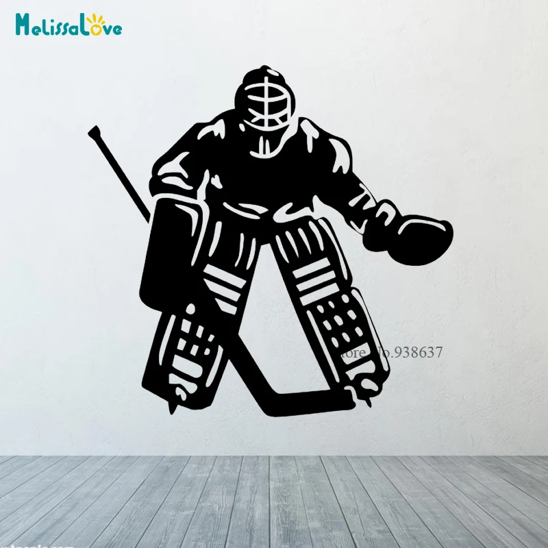 Спортивная Настенная Наклейка в виде хоккея с шайбой и вратаря Настенный декор