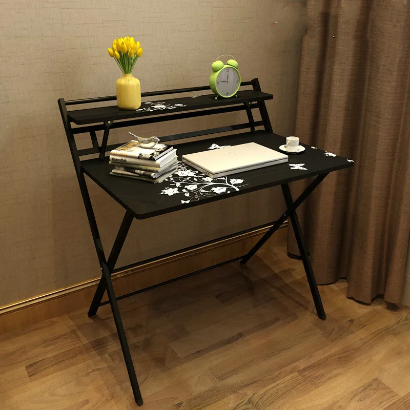 

Writing Computer Desk Modern Simple Study Desk Free installation Style Folding Laptop Table for Home Office Brown Notebook Desk