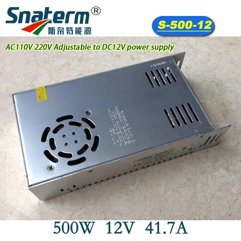 

41.7A 500W S-500-12 DC12V Switching Power Supply Driver Transformer for LED Strip lighting AC110 AC220V adjustable to DC 12V