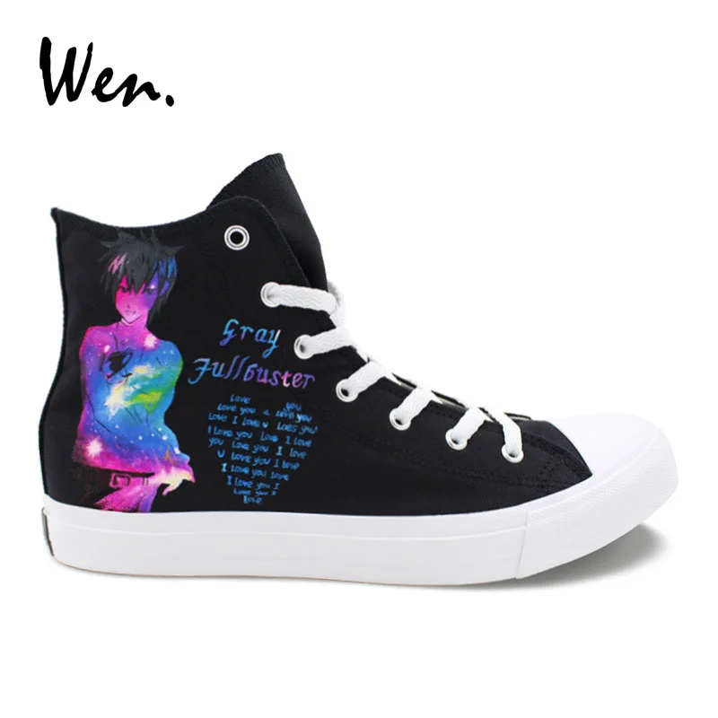 Wen Design Custom Fairy Tail Gray Lucy Hand Painted Anime Athletic Shoes Black High Top Canvas Shoes Sneakers for Men Women Wen Design Custom Fairy Tail Gray Lucy Hand Painted Anime Athletic Shoes Black High Top Canvas Shoes Sneakers for Men Women