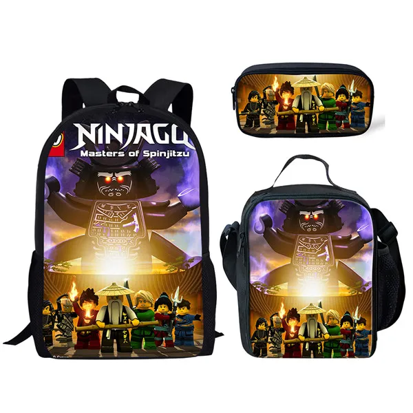 Thikin игра Ninjago школьные сумки 3 шт./компл. для мальчиков подростков школьный рюкзак школьные принадлежности книжная Сумка Прекрасный ранец - Цвет: CDZHL584CGK