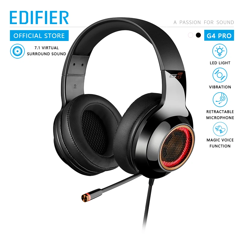 EDIFIER G4 Pro USB игровая гарнитура с Виртуальным 7,1 объемным звуком RGB подсветка Волшебная Голосовая функция выдвижной микрофон