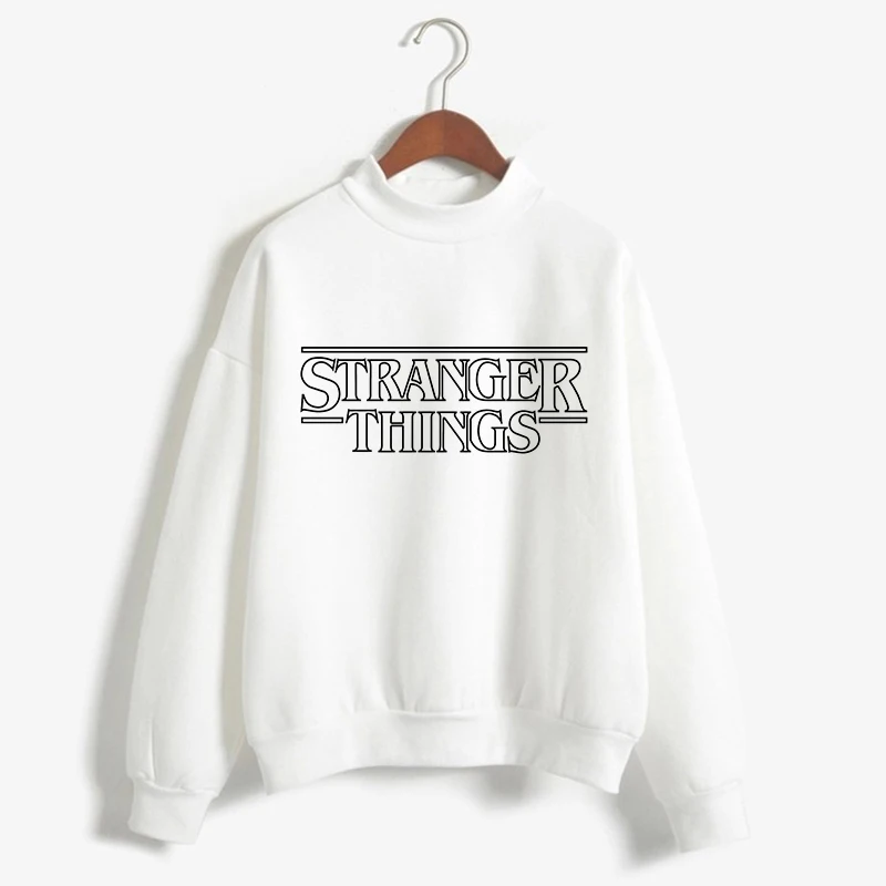 

Stranger Things Printed White Long Sleeve Warm Vogue Ladies T Shirts Women Harajuku Clothes Tee T-shirt Streetwear Knitted Tops
