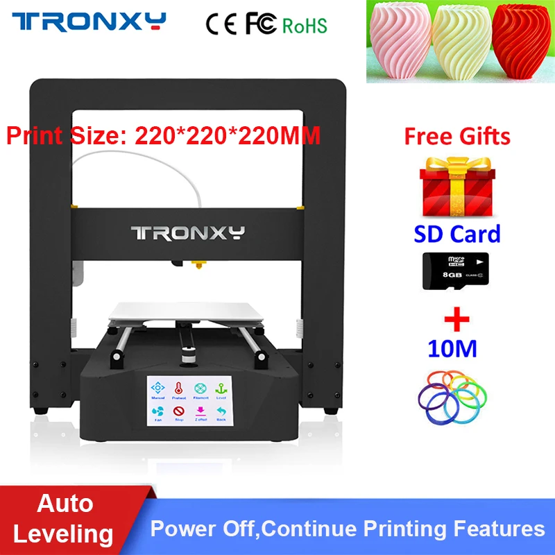 

2018 New Tronxy 3D Printer X6A Full metal frame Auto leveling heatbed Power loss resume to print filament detection Touch Screen