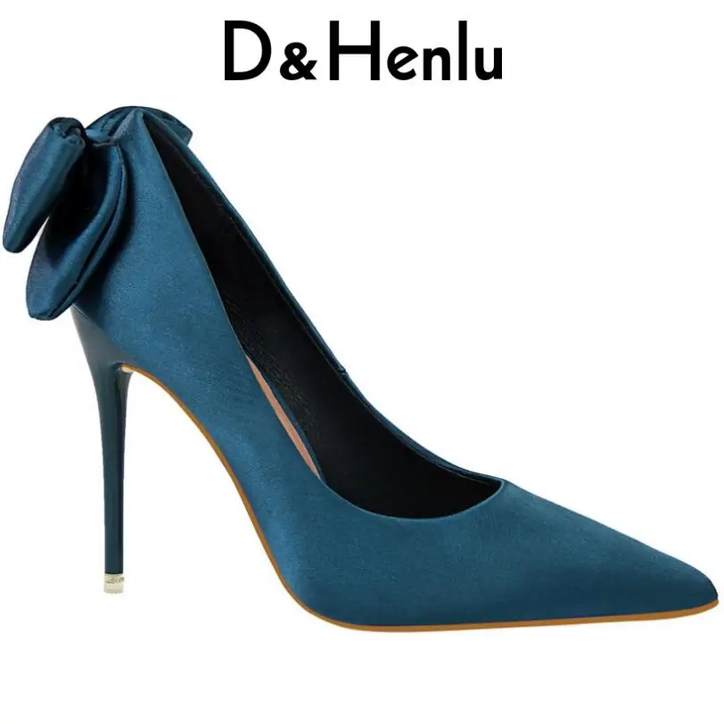 

{D&Henlu} Ladies Shoes with Heels Womens Sexy Shoes High Heels Party Shoe Pumps Woman Pumps Stiletto Bowtie Heel Wedding Shoe