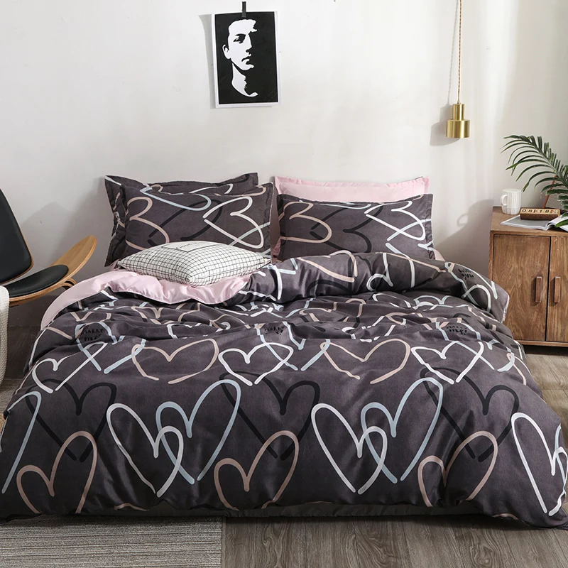 

Dropshipping Bedding Sets Duvet Cover3/4pcs Cartoon new fashion Bed sheets Single Twin Full Queen Sizes love