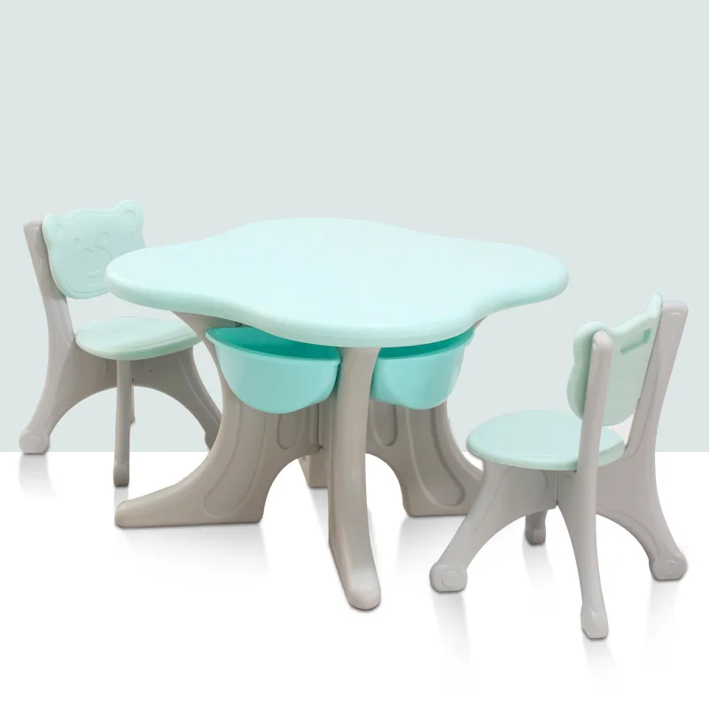 Us 197 29 Children Table And Chair Set Baby Study Desk Kindergarten Writing Table One Table Two Chairs Plastic Toys In Children Tables From