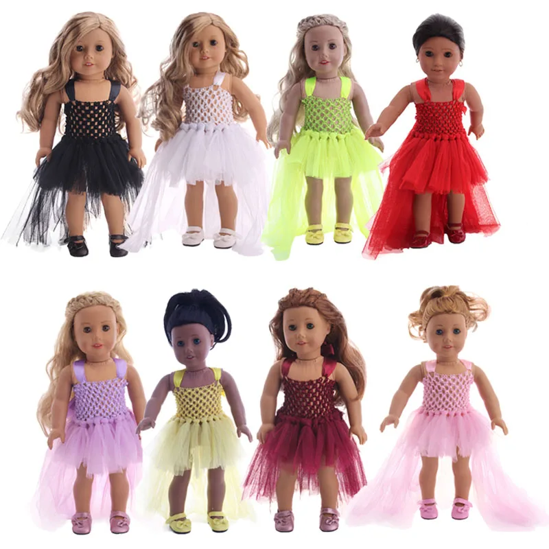 

LUCKDOLL Handmade Fashion Summer New 8-Color Dress Gauze Suit for 18-inch American Doll and 43cm Doll Toy Doll Accessories