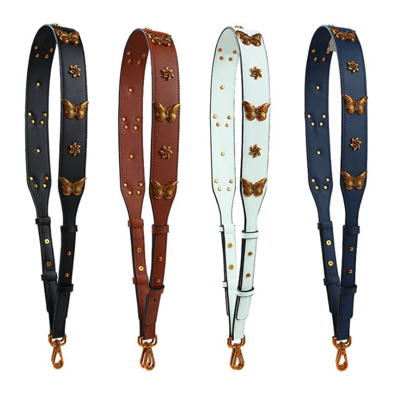 

Genuine Leather Bag Straps for Handbags Shoulder Butterfly Strap Adjustable Bags Accessories Stylish Belts Handle Replacement