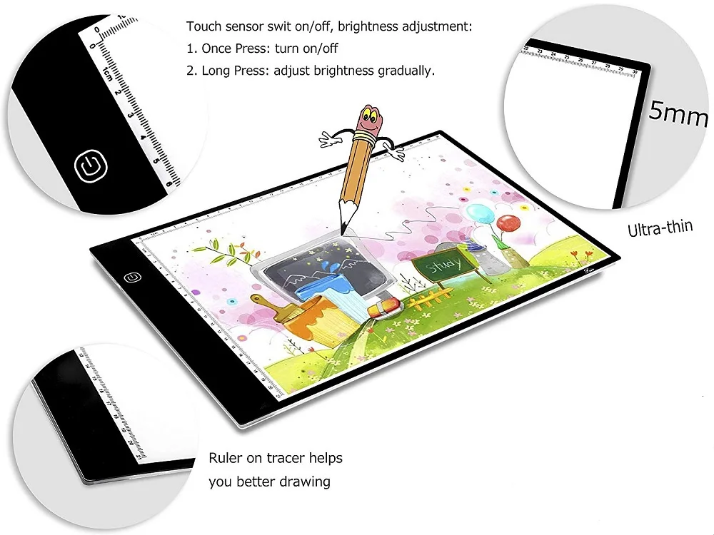 Графический планшет для рисования A4 Светодиодный световой короб, планшета, цифровой Трасер, лист для копирования, доска для алмазной живописи, эскиз, Исправление горный хрусталь