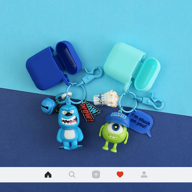 Cute Cartoon Decorative Silicone Case for airpods apple case Accessories Protective Bluetooth Wireless Headset Cover Key Ring