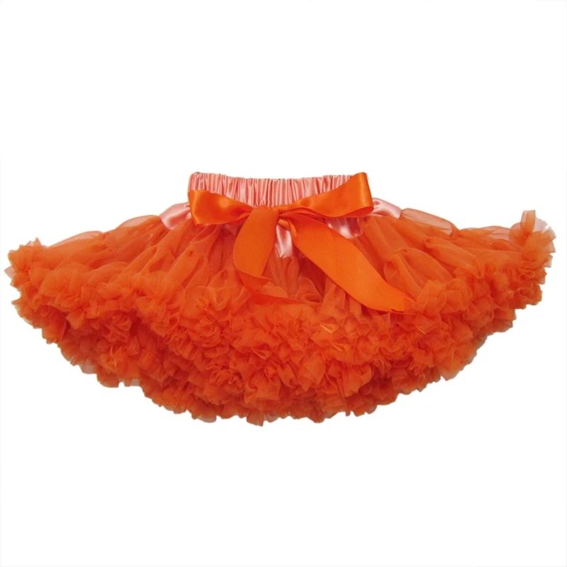 2 шт., экстра-пушистый мини-юбка для девочек и взрослых, Женская мини-юбка-пачка, 2 слоя с подкладкой, праздничная одежда для танцев, тюль для нижней юбки, юбка - Цвет: orange