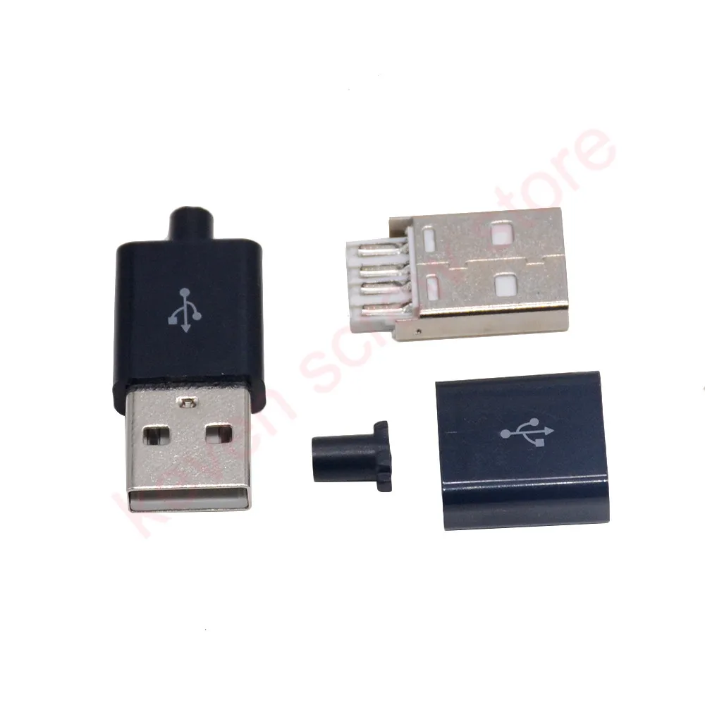 10 шт./лот DIY USB 2,0 штекер соединители комплект черный белый 5P кабель передачи данных Аксессуары Интерфейс