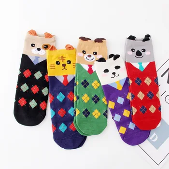 

Spring Socks women cotton three-dimensional small ear sock panda Cute Animal tie clothes pattern wild version female