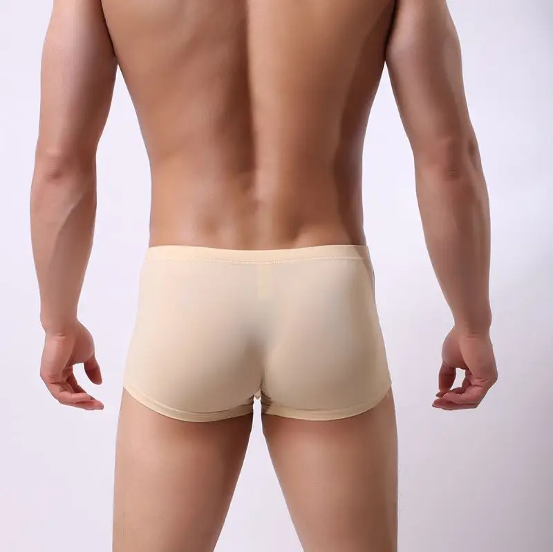 men's underwear styles 2018 Fashion Brand Man Sexy Ice Silk Transparent Penis Boxers Underwear Gay Male Gay Bulge Pouch Sheer Funny Shorts Panties leather underwear for men