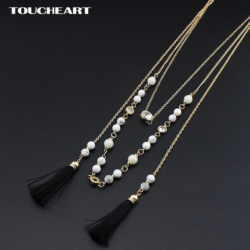 

TOUCHEART Natural Stone Beads Necklaces MultiLayer Tassel Necklace Gold Chain women Jewelry Vintage Accessories SNE160097