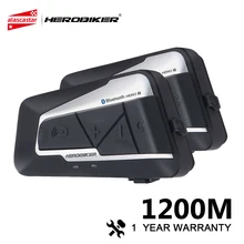 HEROBIKER Motosiklet Interkom Moto Kask Su Geçirmez kablosuz bluetooth Kulaklık Moto Kulaklık FM Radyo Ile 2 Sürmek 1200M(China)