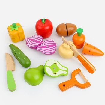 

Wooden Cut Fruit And Vegetable Toys Children'S Wooden Simulation Play House Toy Kitchen Set