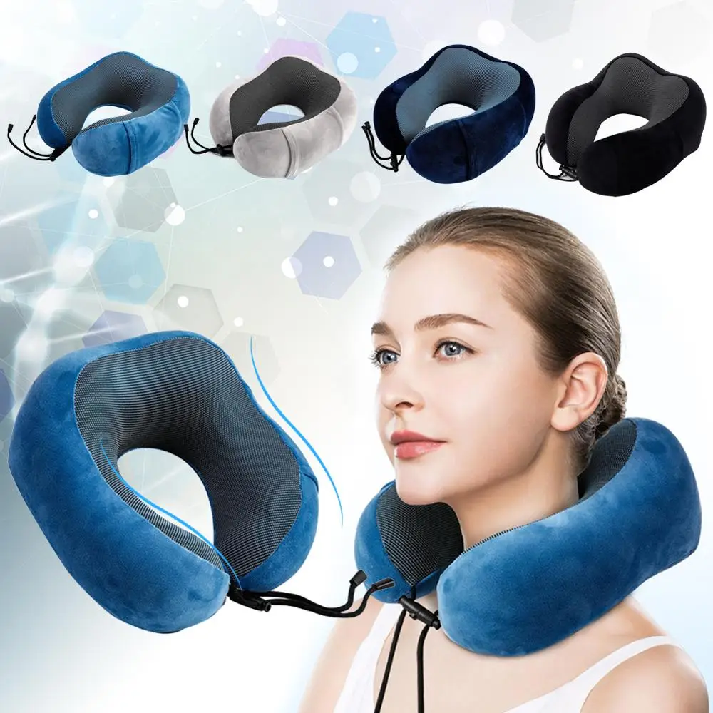 

U Shaped Memory Foam Travel Pillow Soft Neck Support Head Rest Rebound Cushion Airplane Train Driving Neck Pillow